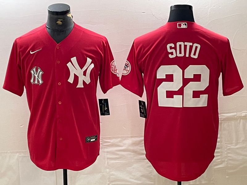 Men New York Yankees #22 Soto Red joint name Nike 2024 MLB Jersey style 2->new york yankees->MLB Jersey